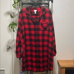 NWOT Wondershop Women’s Buffalo Red and Black Plaid Flannel Nightgown